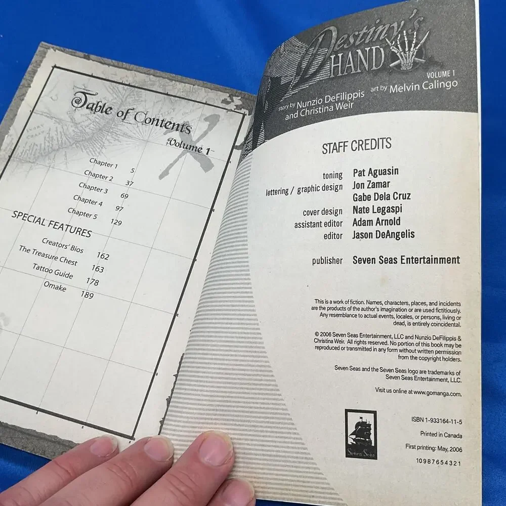 Destiny's Hand Paperback First Print Vol. 1 and 2